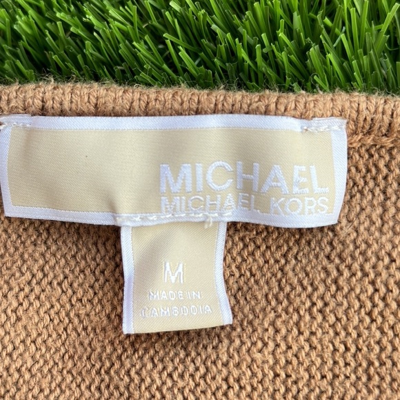 MICHAEL Michael Kors Tan Knitted Long Sleeve Side Zip Relaxed Sweater Size M - Picture 8 of 9